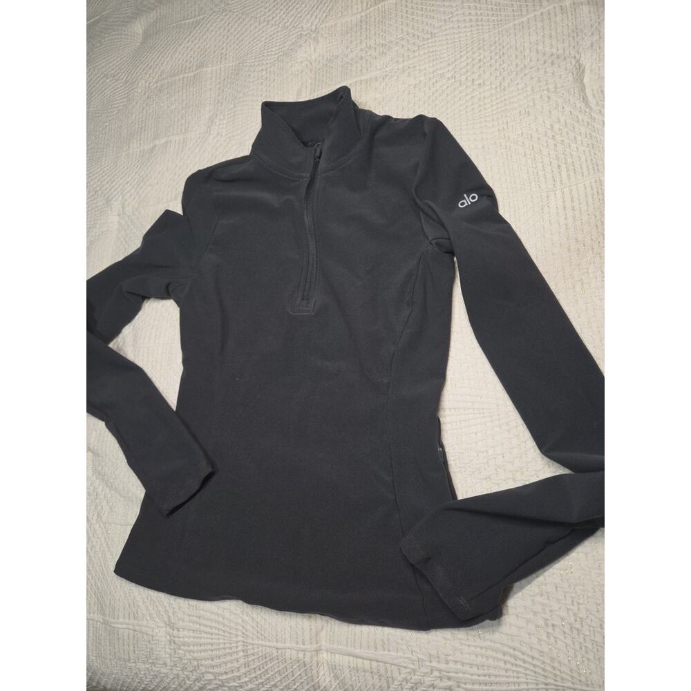 Alo Yoga Alosoft 1/2 Zip Rapid Pullover Black S Workwear Running Biker - Picture 6 of 6